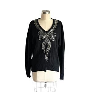 Vintage I.B. Diffusion Petite Sequin Beaded Ribbon Sweater Top